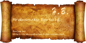 Hrabovszky Bertold névjegykártya